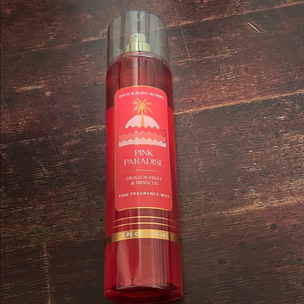 Bath & Body Works Pink Paradise Fine Fragrance Mist - Red with Gold Accents